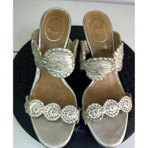 Jack Rogers Shelpby Wedge Sandal Metallic Gold Leather Sz 6.5 M